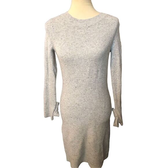 Gray sweater dress Loft gray flecked color throughout sweater dress with ribbon - Picture 3 of 10